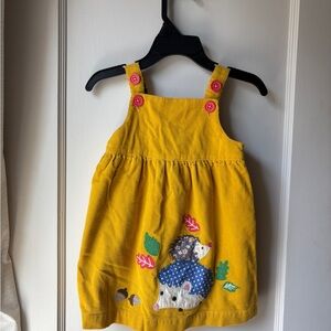 Yellow Toddler Dress with Hedgehog Design